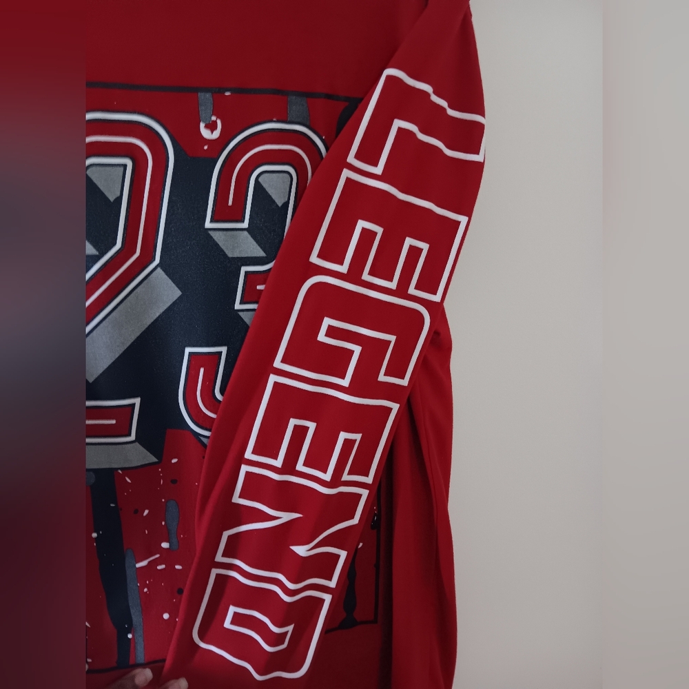 Red L/S "23 LEGEND" Graphic Tee. Mens SZ L - Picture 3 of 5